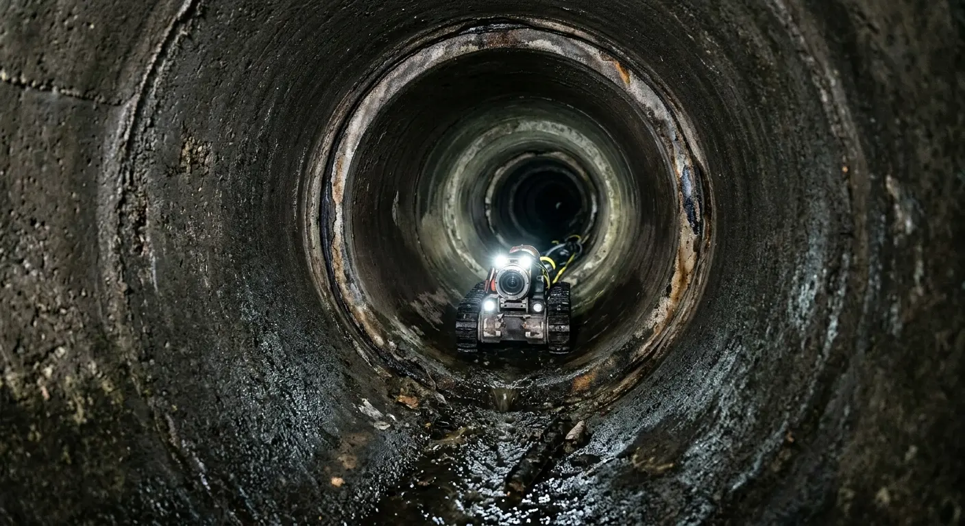 Robotic sewer camera inspecting pipe interior for Sewer Line Cleaning in Eucalyptus Hills